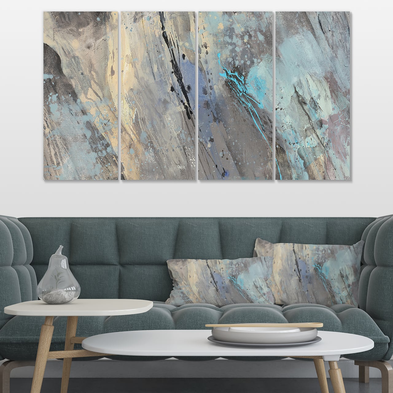 Designart - Rock Teal Panel I - Modern & Contemporary Premium Canvas Wall Art